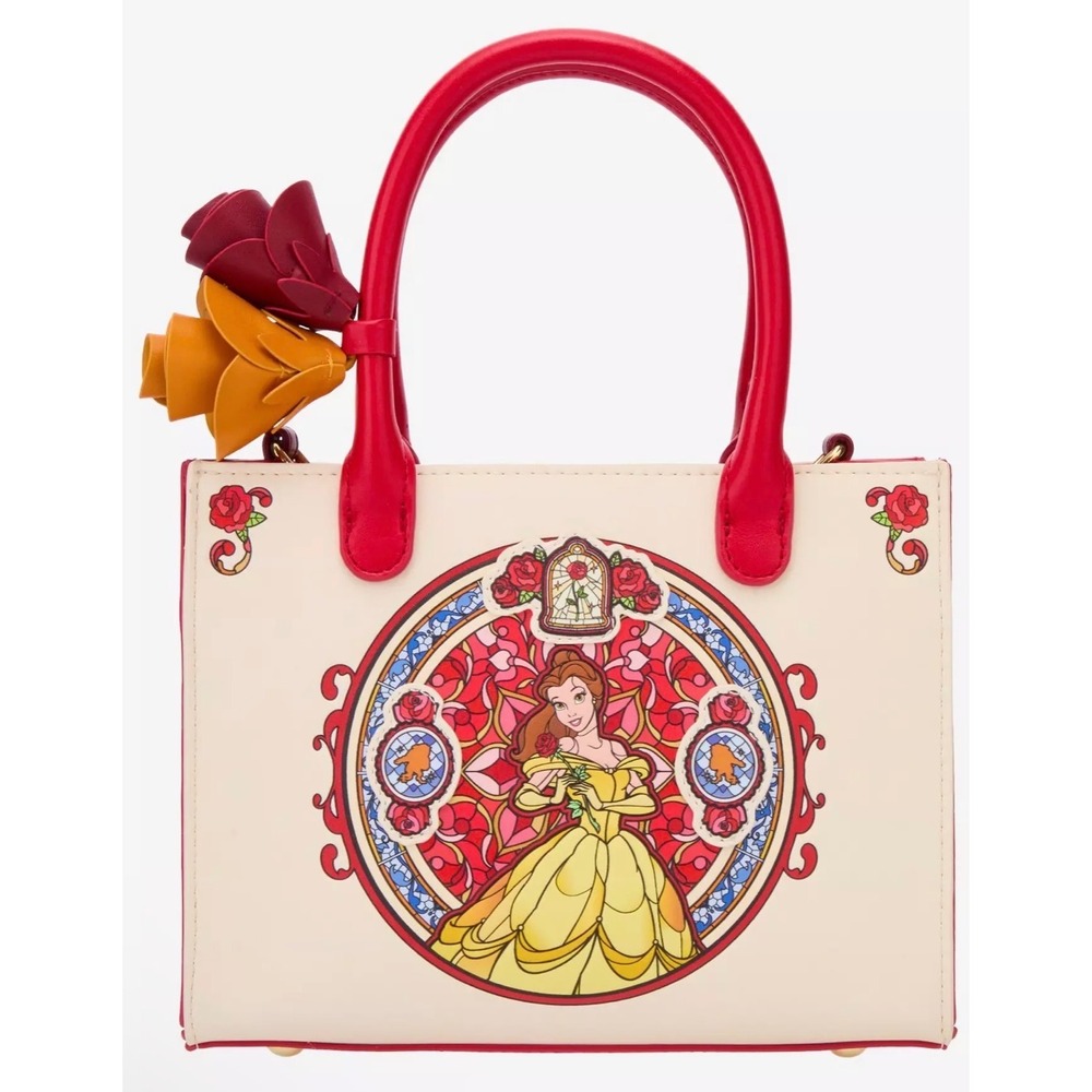 Disney Loungefly Beauty and the Beast Stained Glass Belle Crossbody Satchel Bag